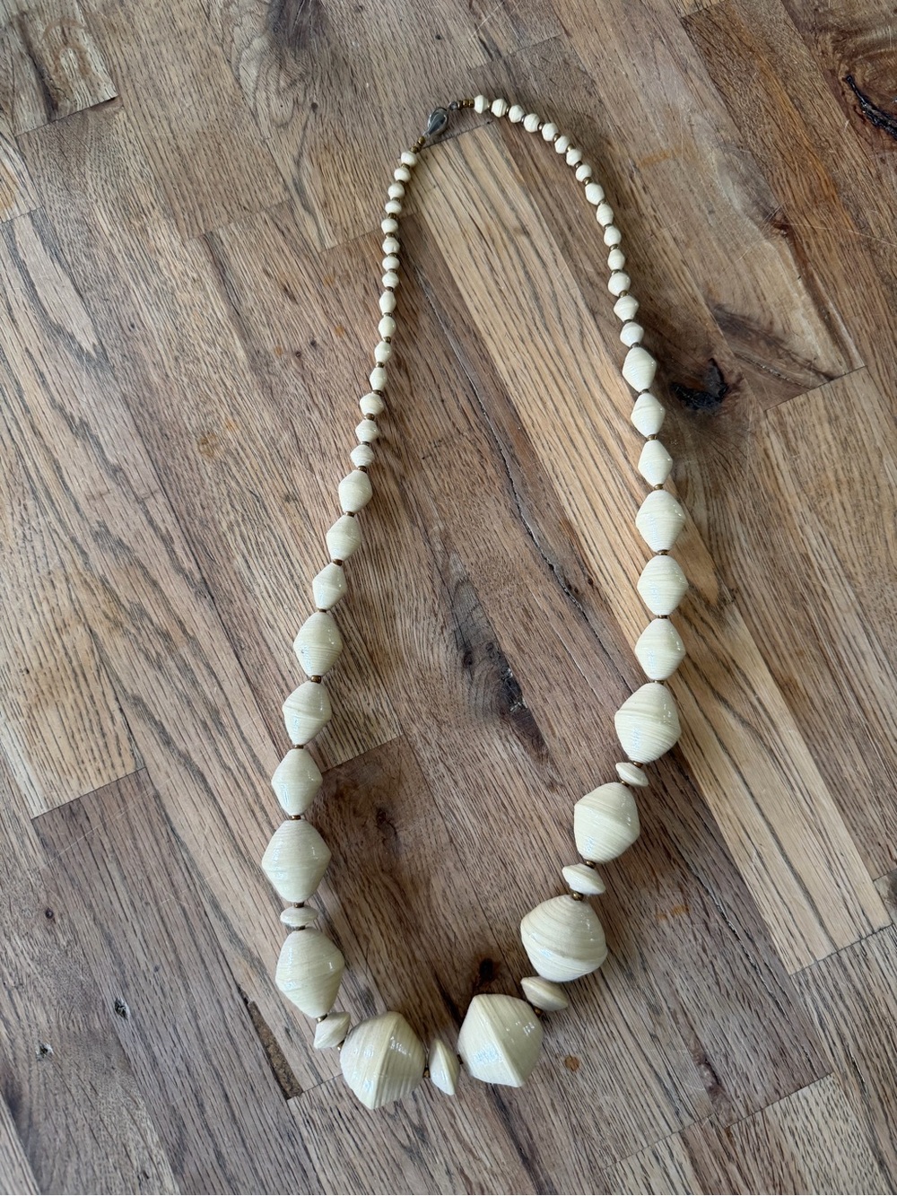 31 Bits Handcrafted Cream Bead Statement Necklace